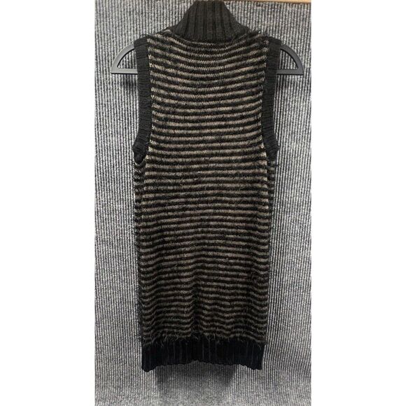 Rachel Roy Sweater Dress Womens Large Black Brown Striped Stretch Wool Fitted - Picture 6 of 13